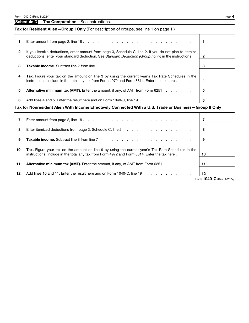 IRS Form 1040-C U.S. Departing Alien Income Tax Return, Page 4