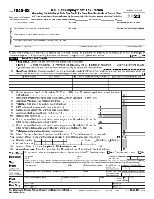 IRS Form 1040-SS 2023 Printable Pdf