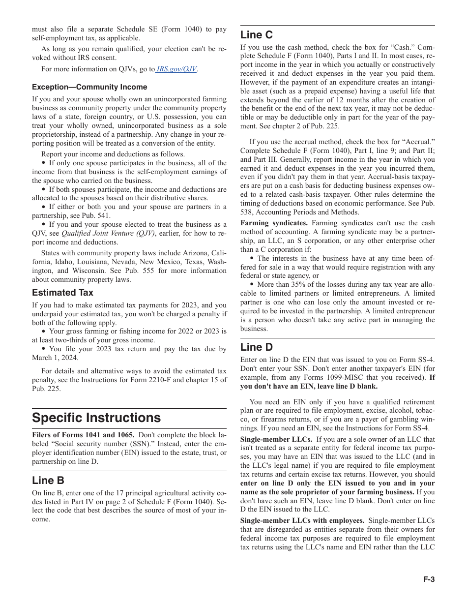Instructions for IRS Form 1040 Schedule F Profit or Loss From Farming, Page 3
