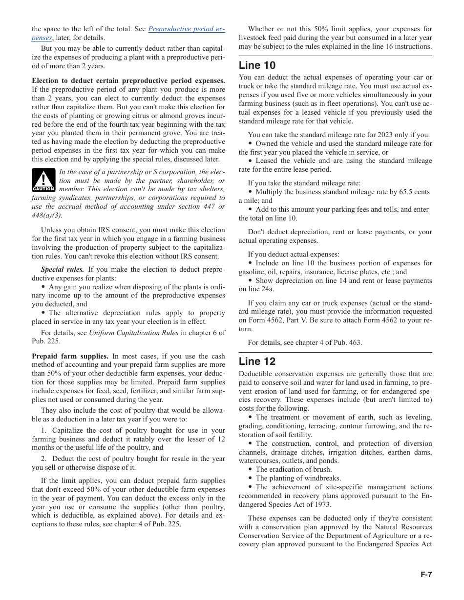 Instructions for IRS Form 1040 Schedule F Profit or Loss From Farming, Page 7