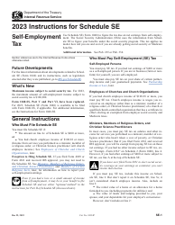 Document preview: Instructions for IRS Form 1040 Schedule SE Self-employment Tax, 2023