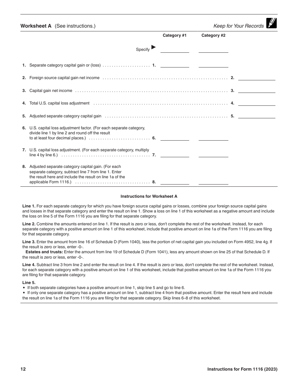Instructions for IRS Form 1116 Foreign Tax Credit (Individual, Estate, or Trust), Page 12