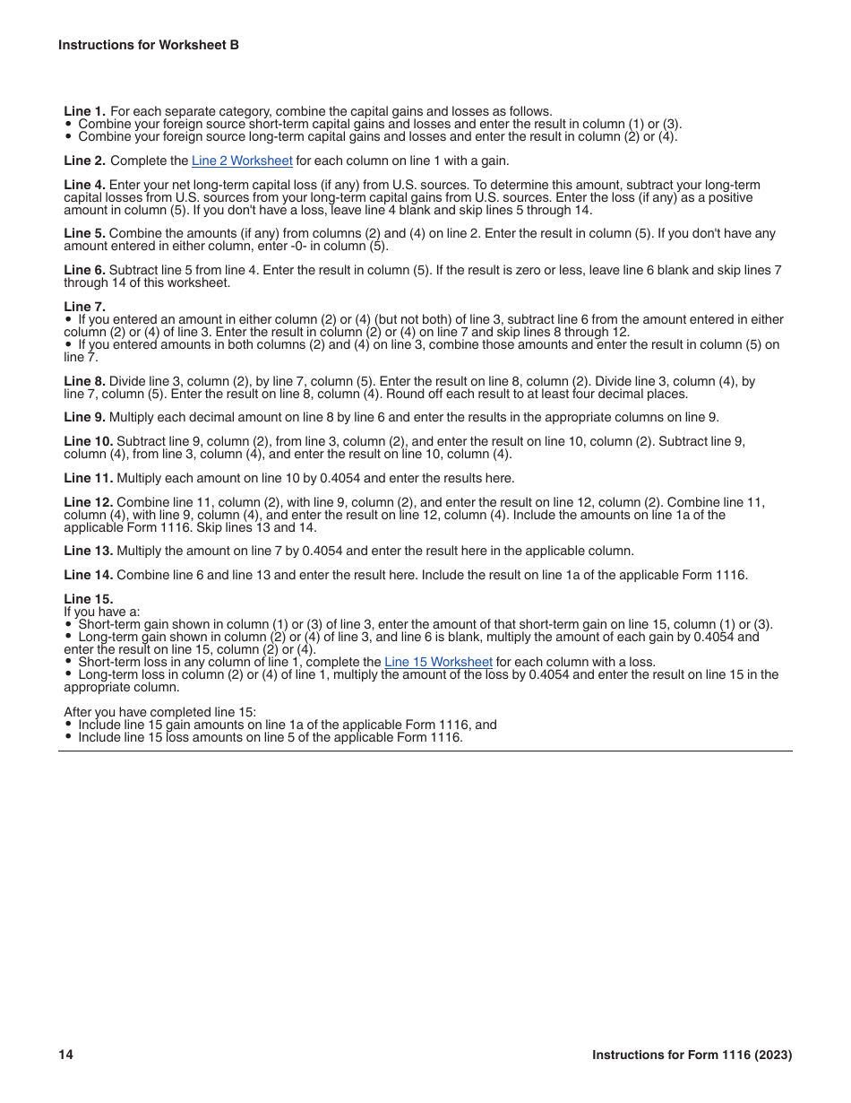 Instructions for IRS Form 1116 Foreign Tax Credit (Individual, Estate, or Trust), Page 14