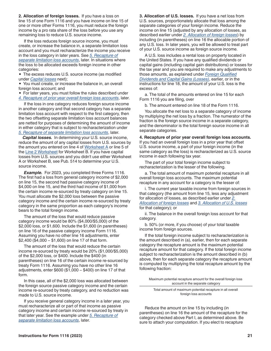 Instructions for IRS Form 1116 Foreign Tax Credit (Individual, Estate, or Trust), Page 21
