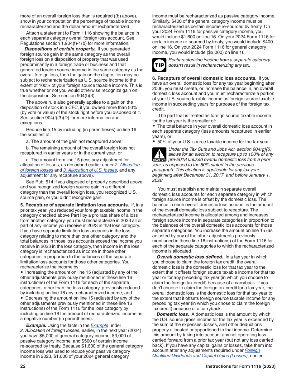 Instructions for IRS Form 1116 Foreign Tax Credit (Individual, Estate, or Trust), Page 22