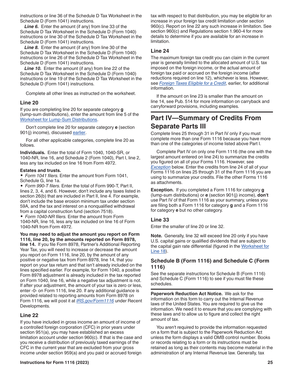 Instructions for IRS Form 1116 Foreign Tax Credit (Individual, Estate, or Trust), Page 25