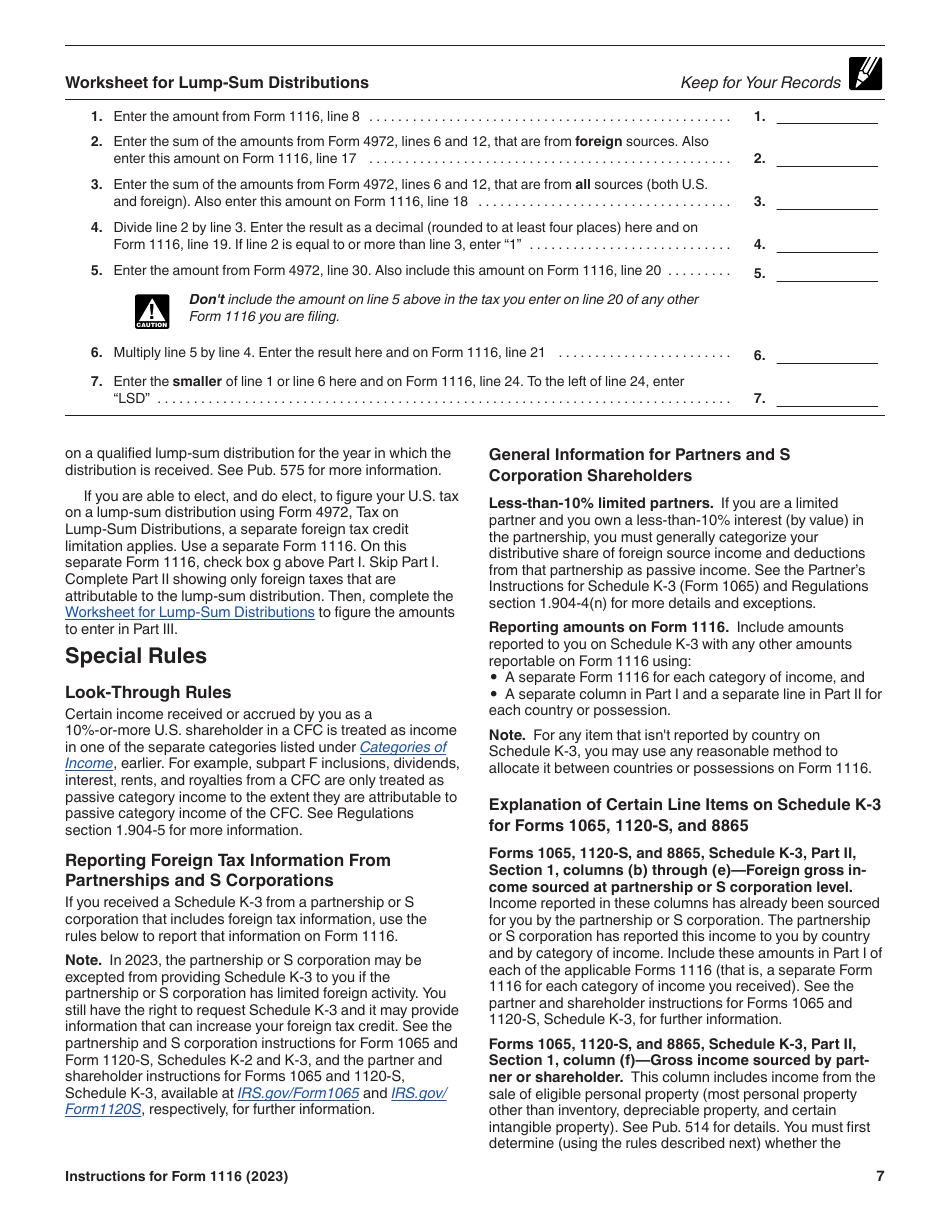 Instructions for IRS Form 1116 Foreign Tax Credit (Individual, Estate, or Trust), Page 7