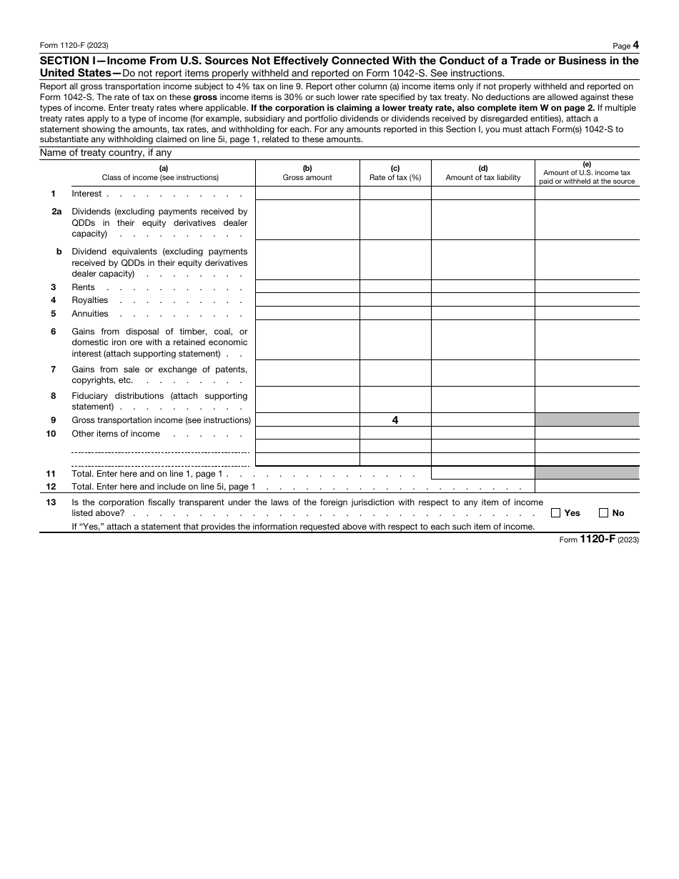 IRS Form 1120-F U.S. Income Tax Return of a Foreign Corporation, Page 4