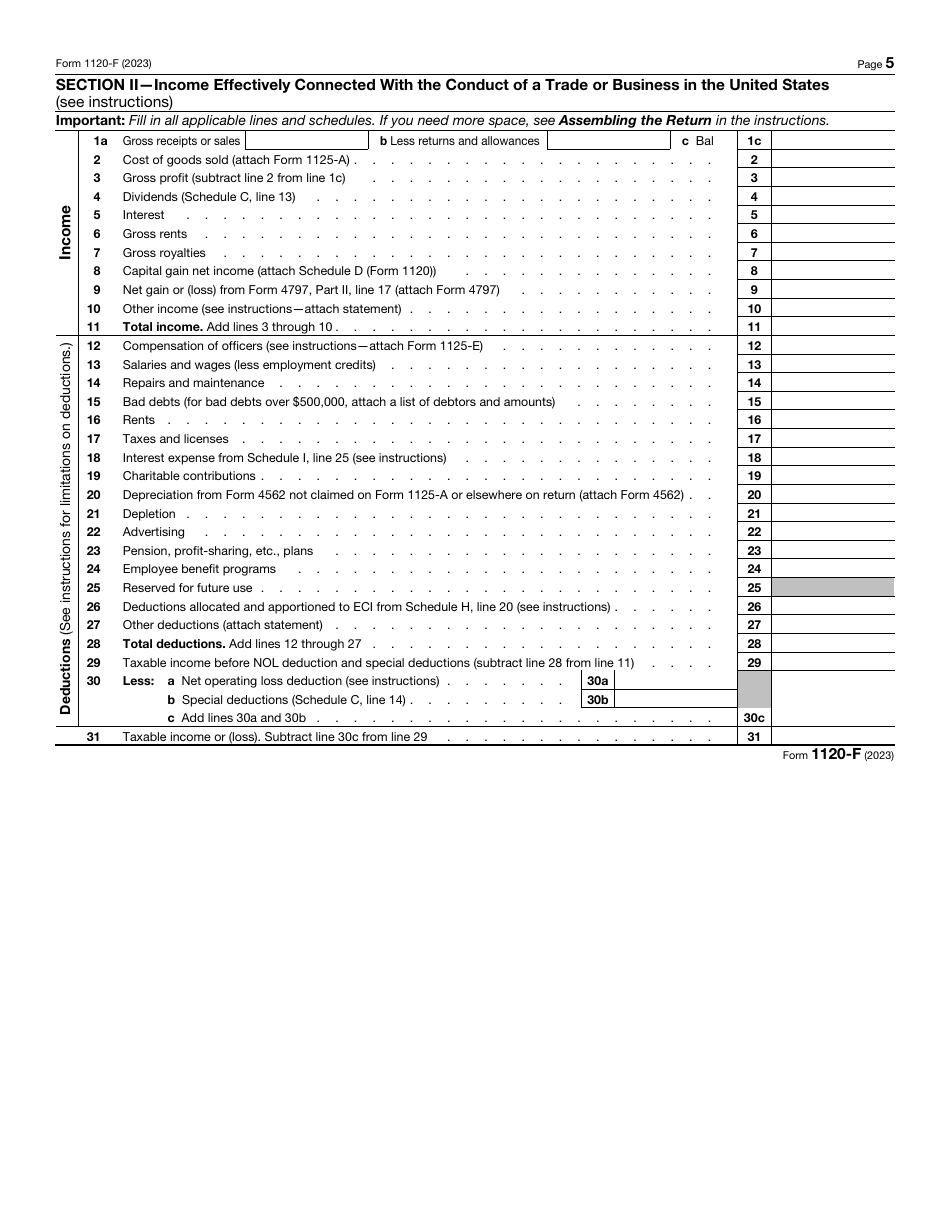 IRS Form 1120-F U.S. Income Tax Return of a Foreign Corporation, Page 5