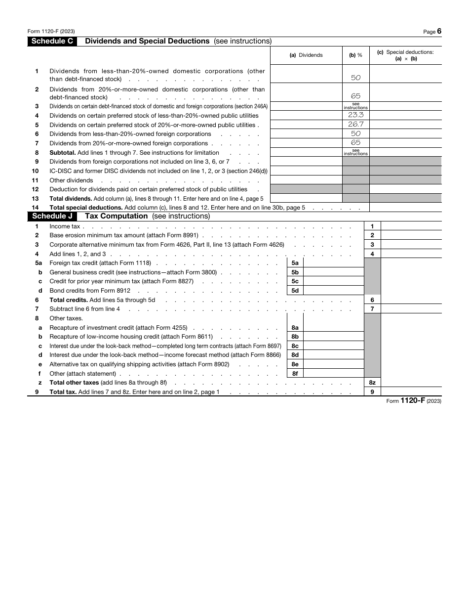 IRS Form 1120-F U.S. Income Tax Return of a Foreign Corporation, Page 6