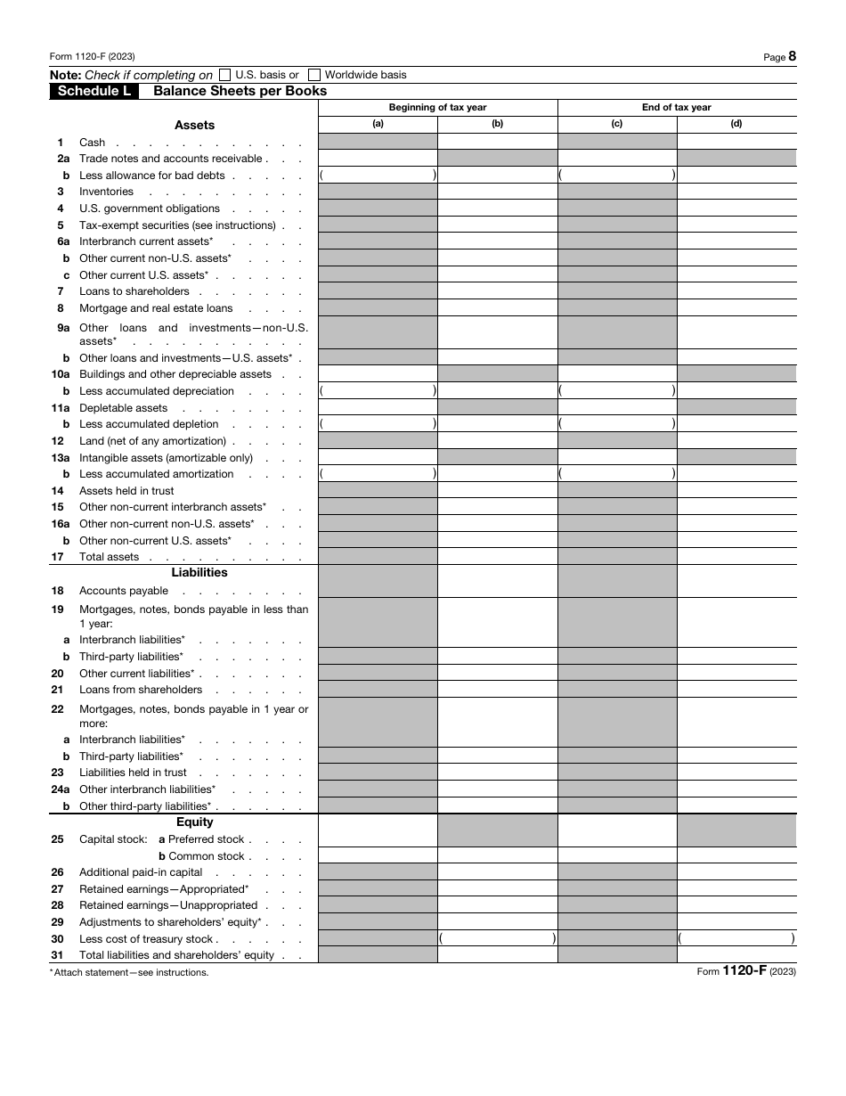 IRS Form 1120-F U.S. Income Tax Return of a Foreign Corporation, Page 8