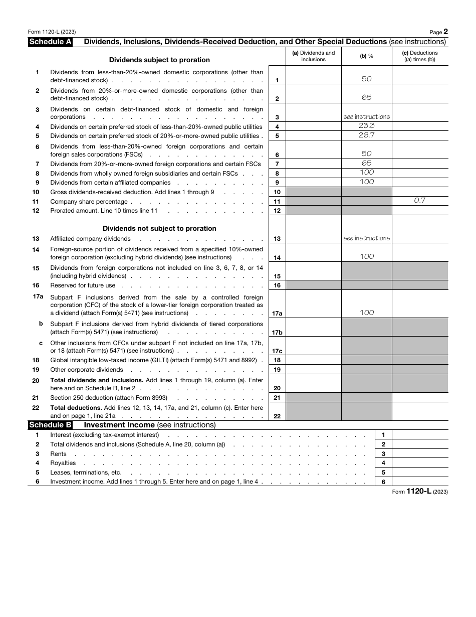 IRS Form 1120-L U.S. Life Insurance Company Income Tax Return, Page 2