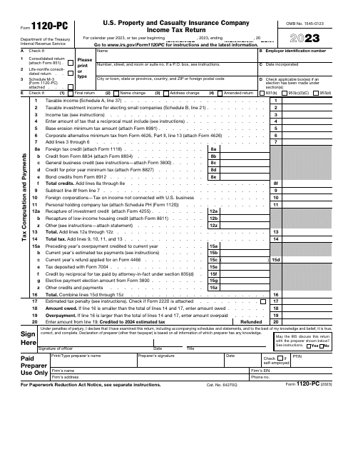 IRS Form 1120-PC U.S. Property and Casualty Insurance Company Income Tax Return, 2023