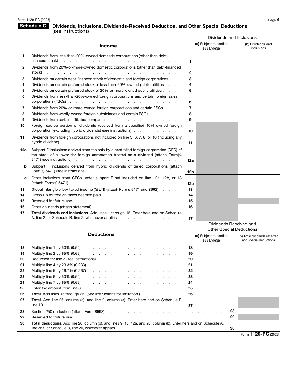IRS Form 1120-PC U.S. Property and Casualty Insurance Company Income Tax Return, Page 4