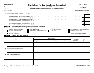 Document preview: IRS Form 1120-S Schedule K-2 Shareholders' Pro Rata Share Items - International, 2023