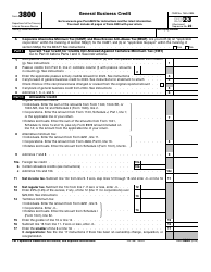 Document preview: IRS Form 3800 General Business Credit