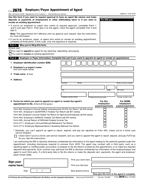 IRS Form 2678  Printable Pdf