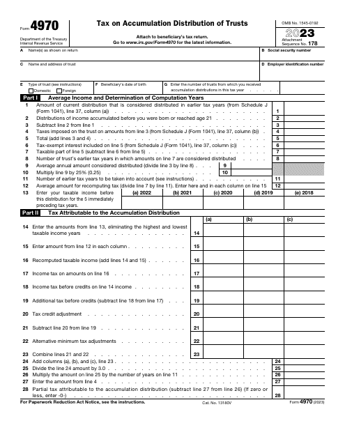 IRS Form 4970 Tax on Accumulation Distribution of Trusts, 2023
