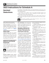 Document preview: Instructions for IRS Form 1040 Schedule A Itemized Deductions, 2023