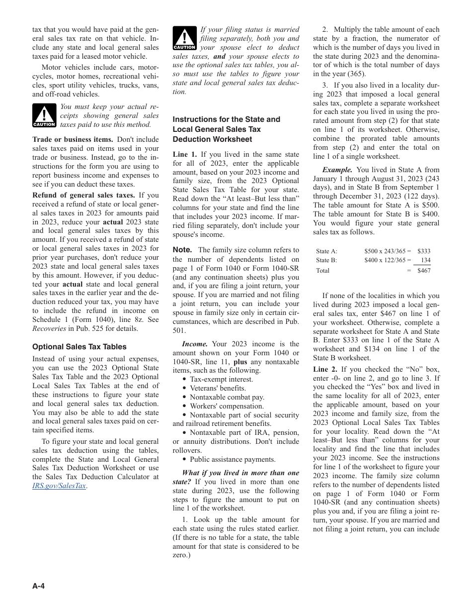 Instructions for IRS Form 1040 Schedule A Itemized Deductions, Page 4