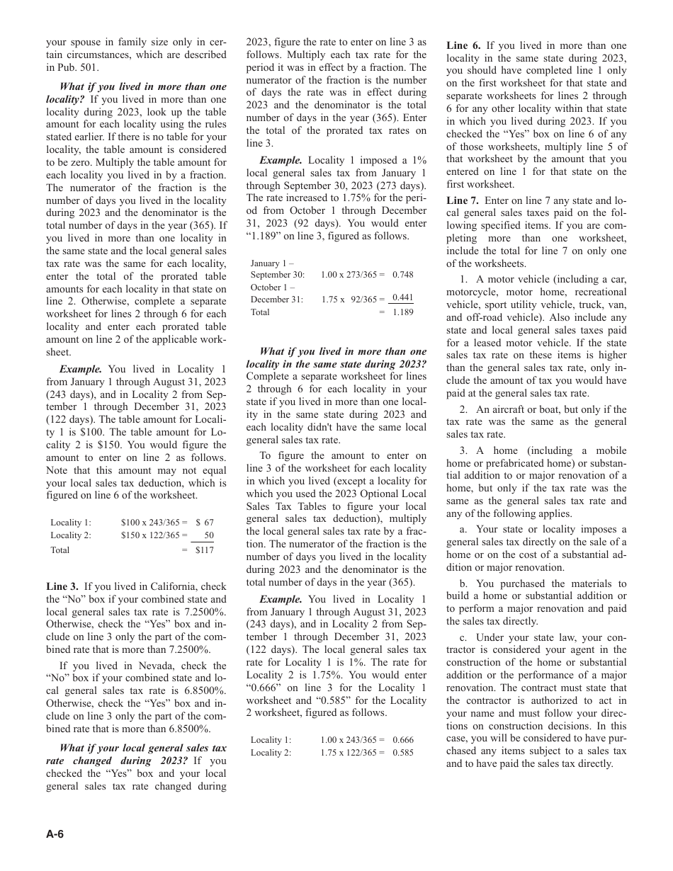 Instructions for IRS Form 1040 Schedule A Itemized Deductions, Page 6