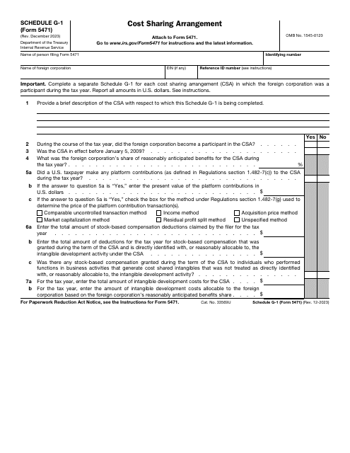 IRS Form 5471 Schedule G-1  Printable Pdf