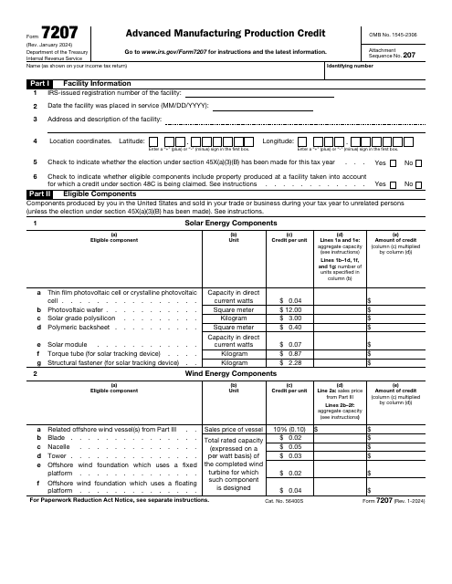 IRS Form 7207  Printable Pdf