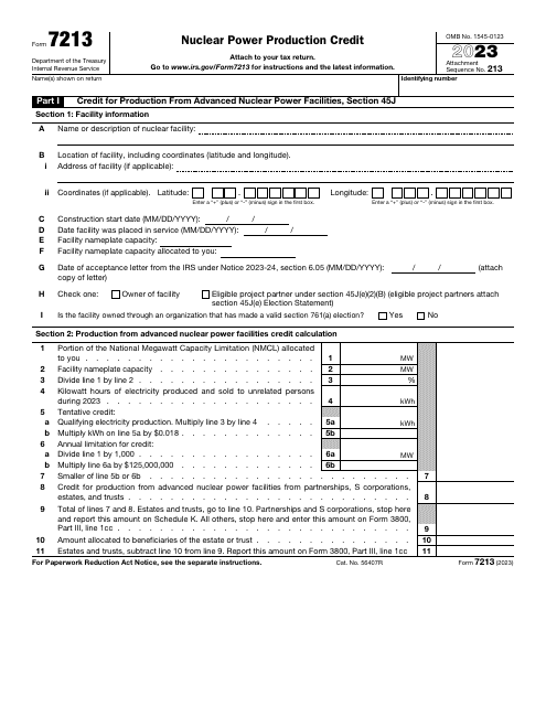 IRS Form 7213 2023 Printable Pdf