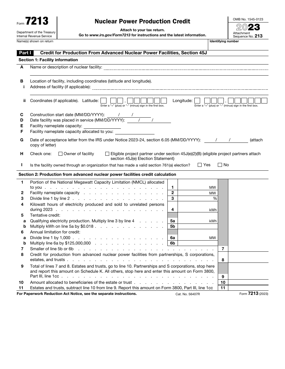 IRS Form 7213 - 2023 - Fill Out, Sign Online and Download Fillable PDF ...