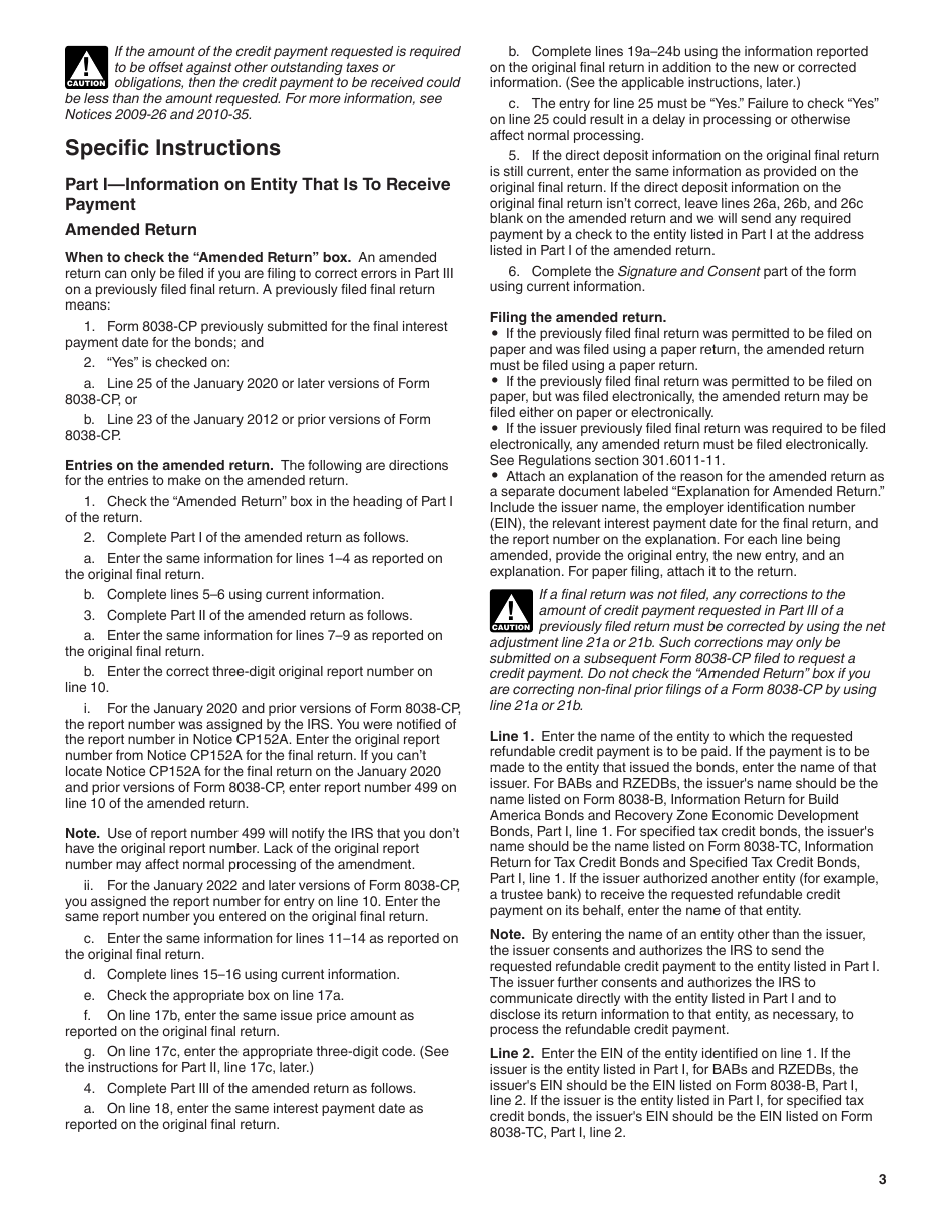 Instructions for IRS Form 8038-CP Schedule A Return for Credit Payments to Issuers of Qualified Bonds, Page 3