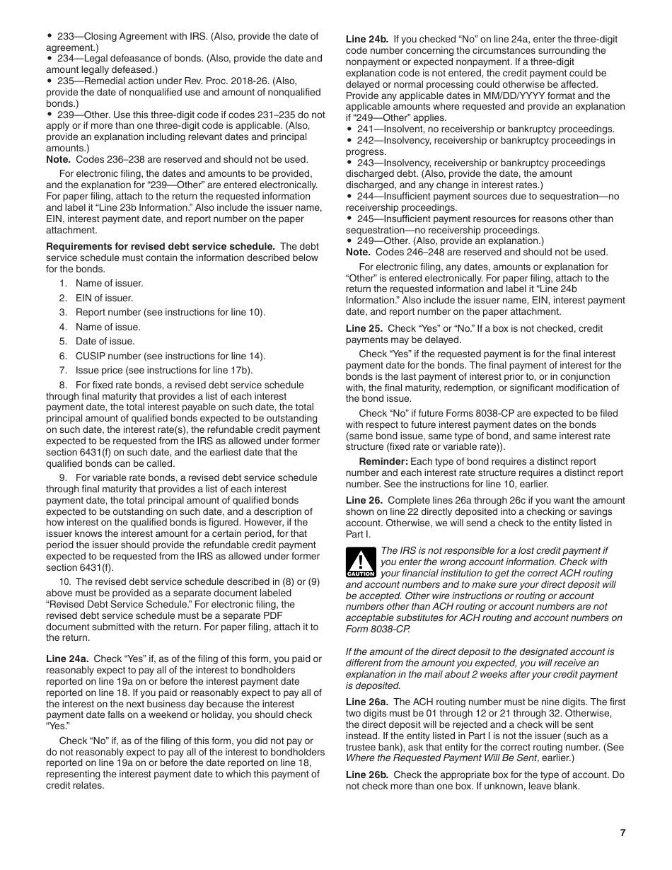 Instructions for IRS Form 8038-CP Schedule A Return for Credit Payments to Issuers of Qualified Bonds, Page 7