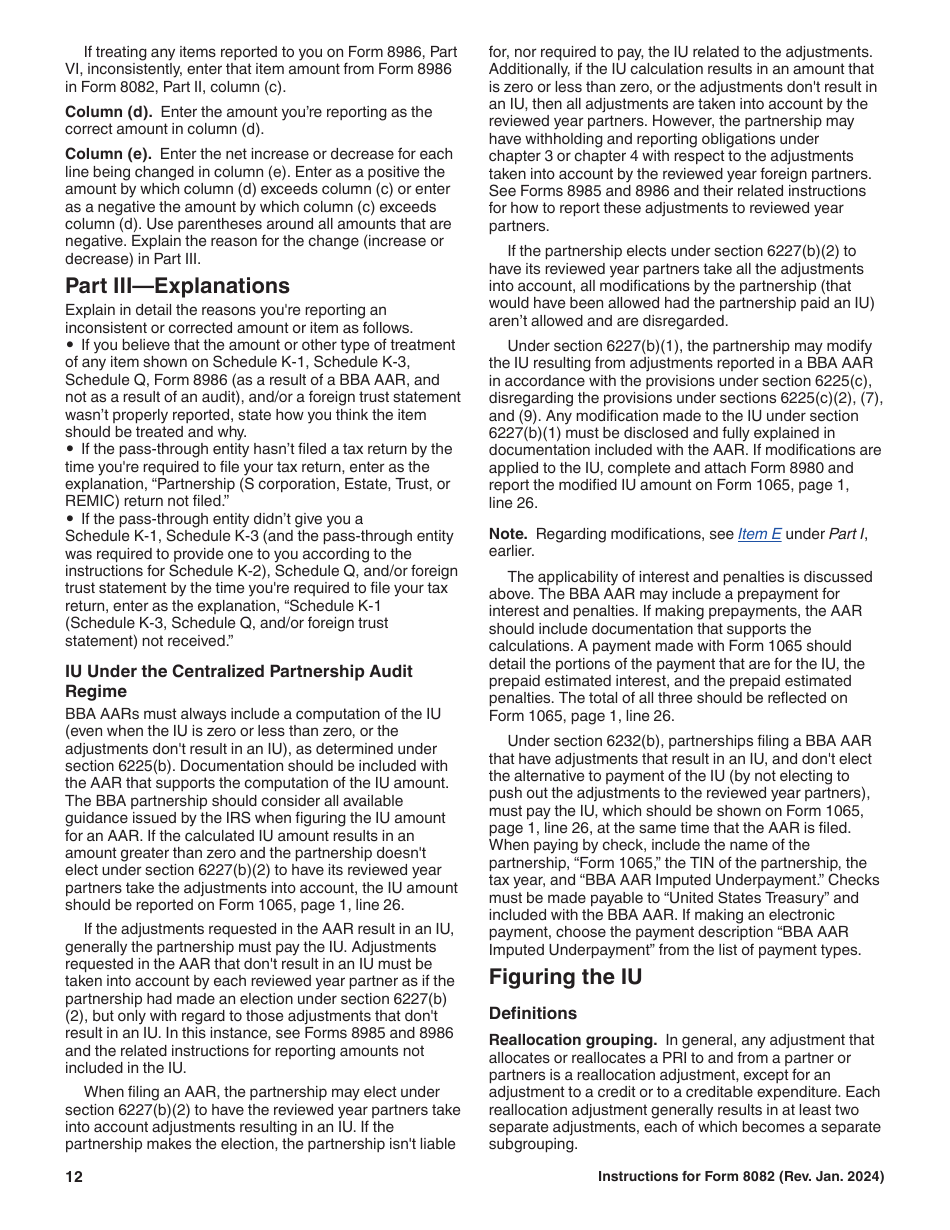 Instructions for IRS Form 8082 Notice of Inconsistent Treatment or Administrative Adjustment Request (AAR), Page 12