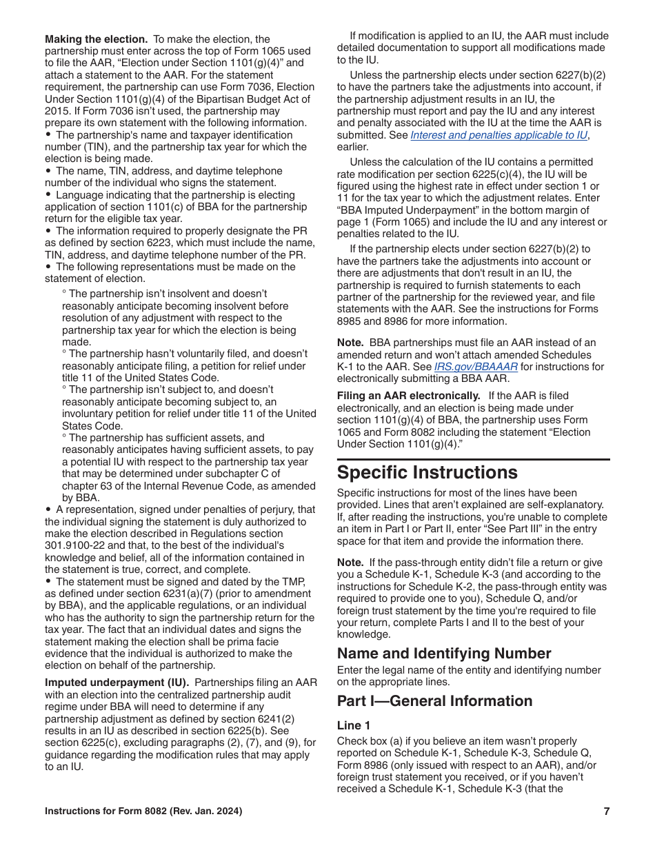 Instructions for IRS Form 8082 Notice of Inconsistent Treatment or Administrative Adjustment Request (AAR), Page 7