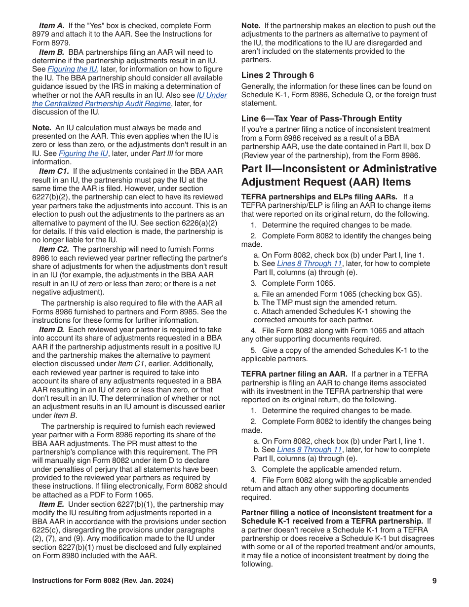 Download Instructions for IRS Form 8082 Notice of Inconsistent ...