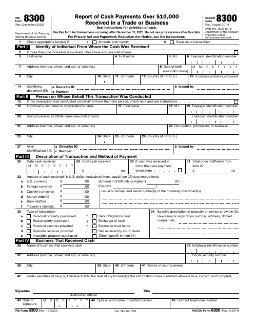 IRS Form 8300  Printable Pdf