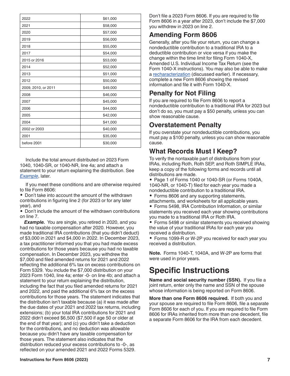 Download Instructions For IRS Form 8606 Nondeductible Iras PDF, 2023 ...