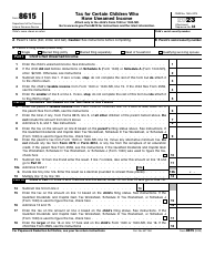 Document preview: IRS Form 8615 Tax for Certain Children Who Have Unearned Income, 2023