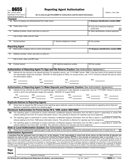 IRS Form 8655 Reporting Agent Authorization