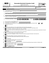 IRS Form 8835 Renewable Electricity Production Credit