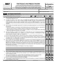 Document preview: IRS Form 8867 Paid Preparer's Due Diligence Checklist