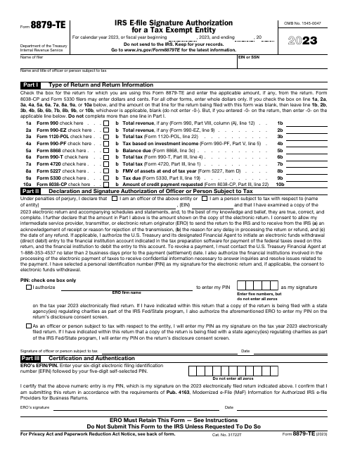 IRS Form 8879-TE 2023 Printable Pdf