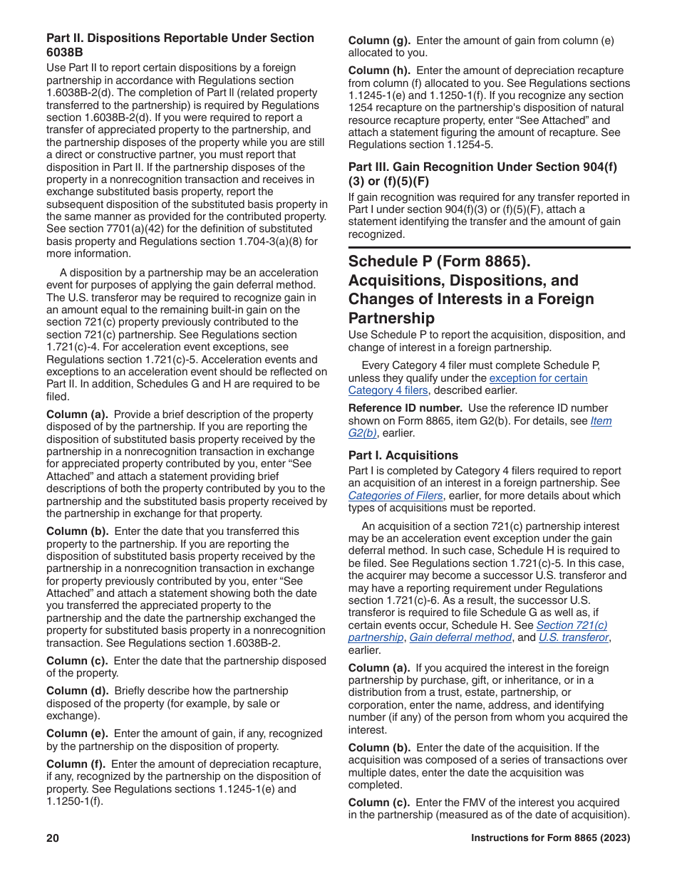Instructions for IRS Form 8865 Return of U.S. Persons With Respect to Certain Foreign Partnerships, Page 20