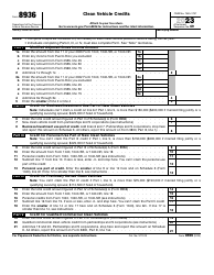 Document preview: IRS Form 8936 Clean Vehicle Credits, 2023