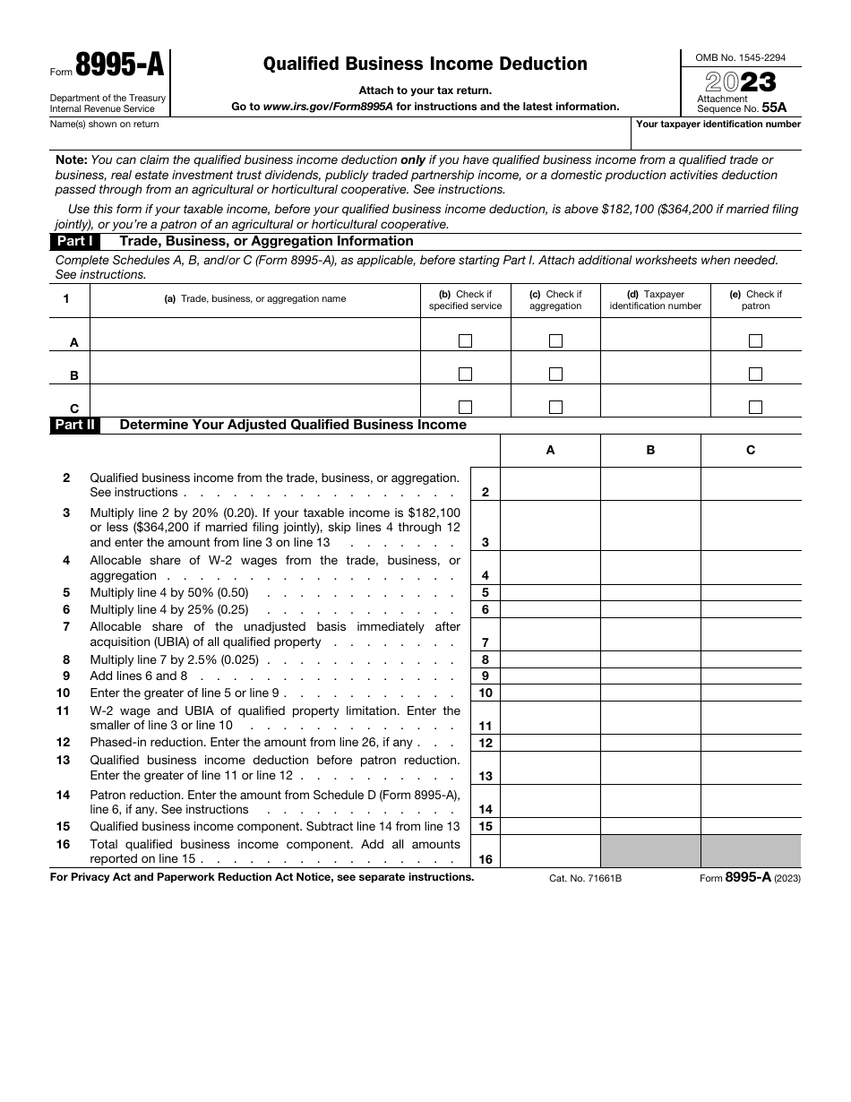 IRS Form 8995-A Download Fillable PDF or Fill Online Qualified Business ...