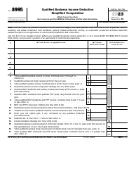 Document preview: IRS Form 8995 Qualified Business Income Deduction Simplified Computation, 2023