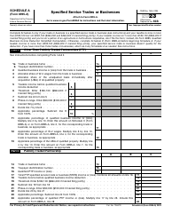 Document preview: IRS Form 8995-A Schedule A Specified Service Trades or Businesses, 2023