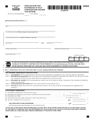 Maryland Form 500E (COM/RAD-003) Application for Extension to File Corporation Income Tax Return - Maryland