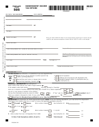 Document preview: Maryland Form 505 (COM/RAD-022) Nonresident Income Tax Return - Maryland, 2023