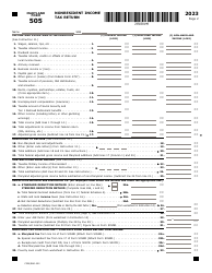 Maryland Form 505 (COM/RAD-022) Nonresident Income Tax Return - Maryland, Page 2