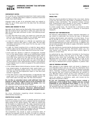 Maryland Form 502X (COM/RAD019) Amended Tax Return - Maryland, Page 5